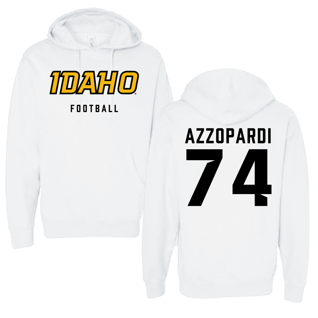 University of Idaho Football White Idaho Hoodie - #74 Nate Azzopardi