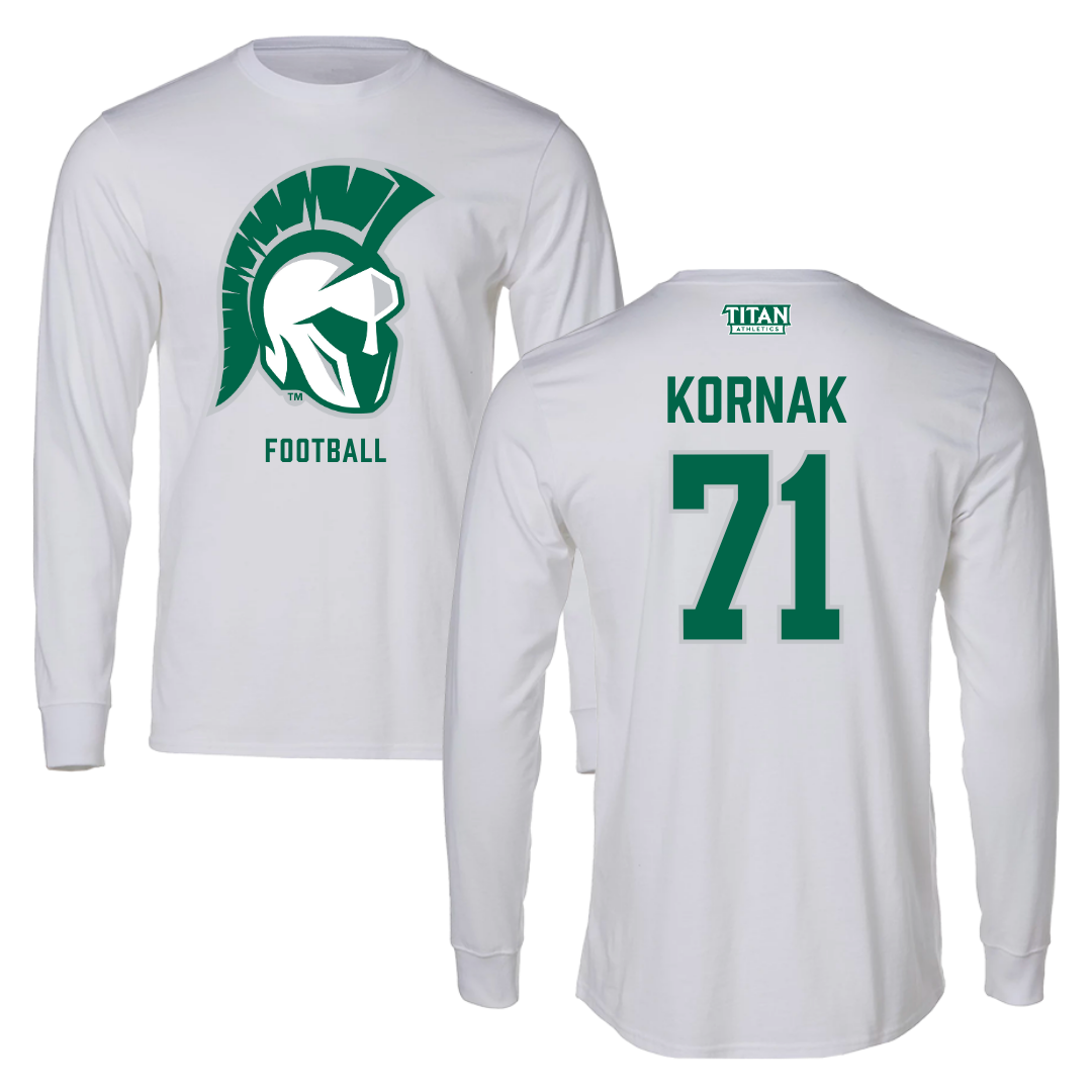 Illinois Wesleyan University Football White Long Sleeve - #71 Brady Kornak