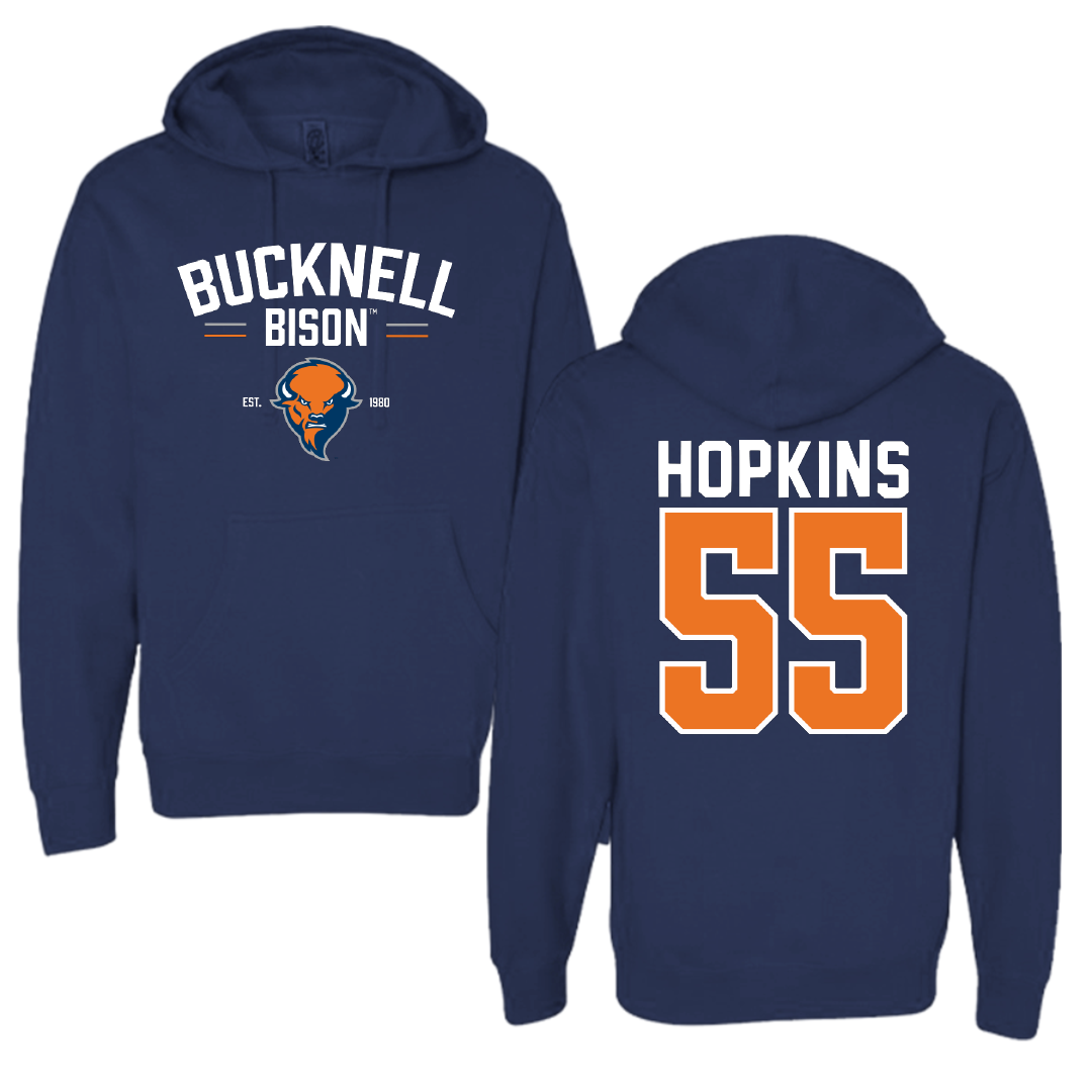Bucknell University Lacrosse Navy General Hoodie - #55 Will Hopkins