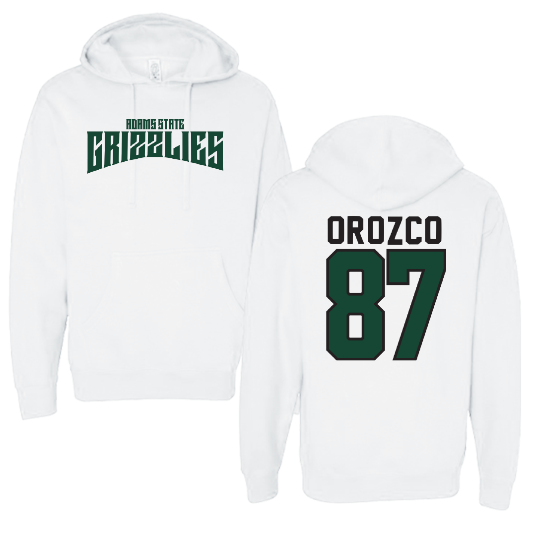 Adams State University Football White Classic Hoodie - #87 Damien Orozco
