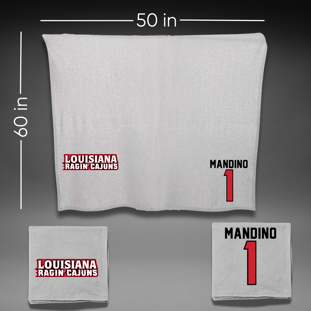 University of Louisiana at Lafayette Baseball Gray Blanket - #1 Maddox Mandino