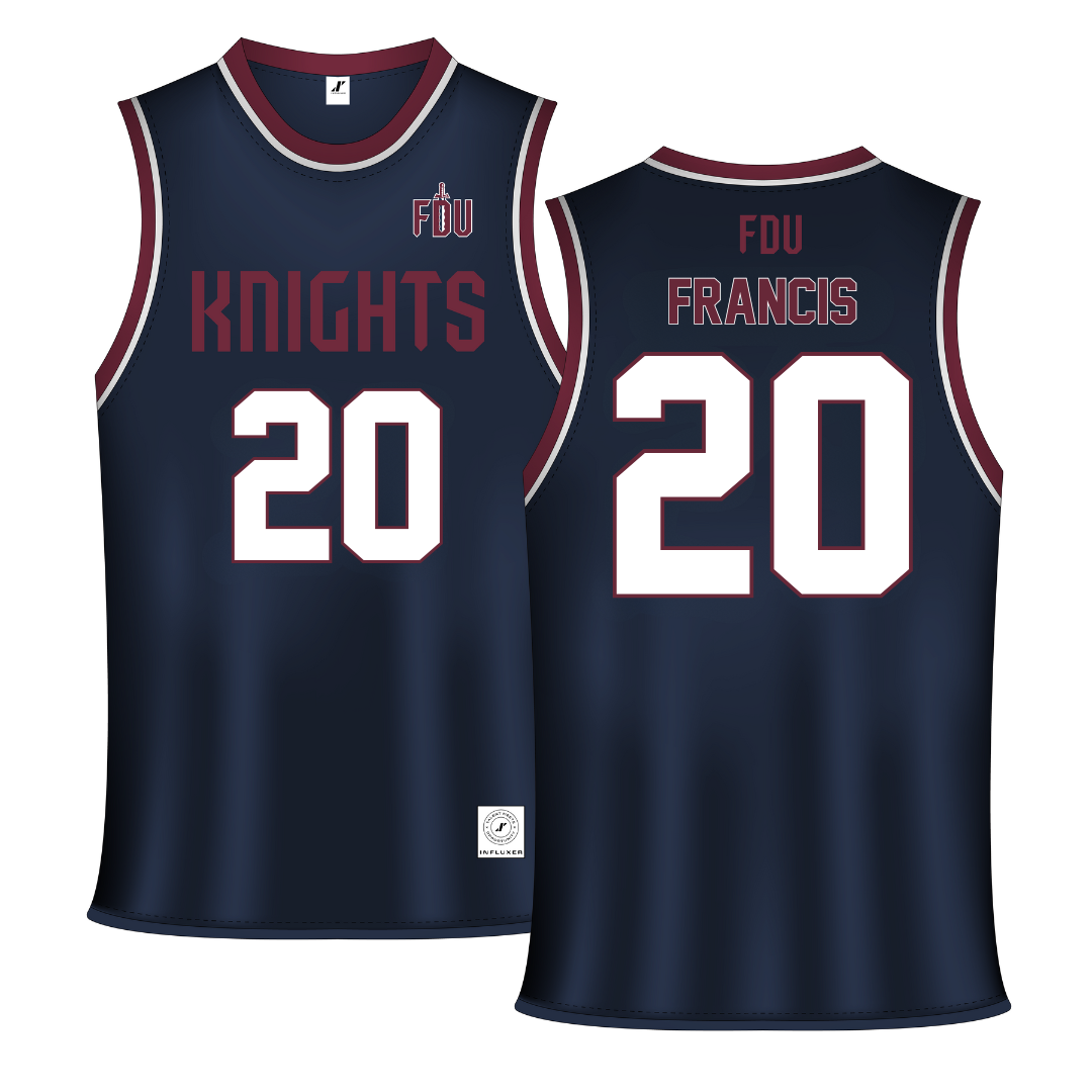 Fairleigh Dickinson University-Metropolitan Campus Navy Basketball Jersey - #20 Davin Francis
