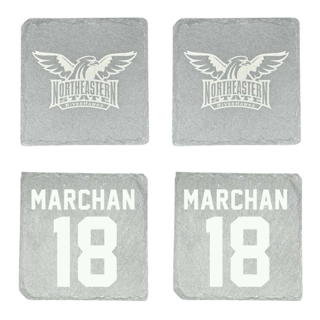 Northeastern State University Soccer Stone Coaster (4 Pack)  - #18 Edson Marchan