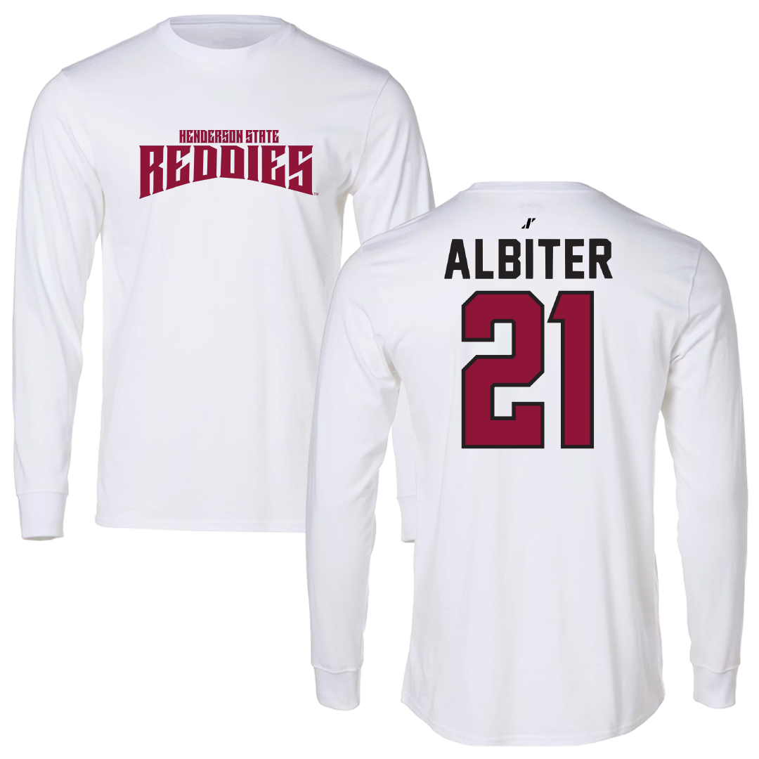 Henderson State University Softball White Classic Long Sleeve - #21 Jay Albiter