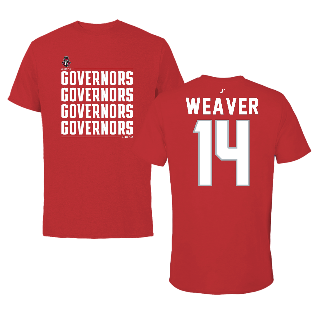 Austin Peay State University Baseball Red General Tee - #14 Jacob Weaver