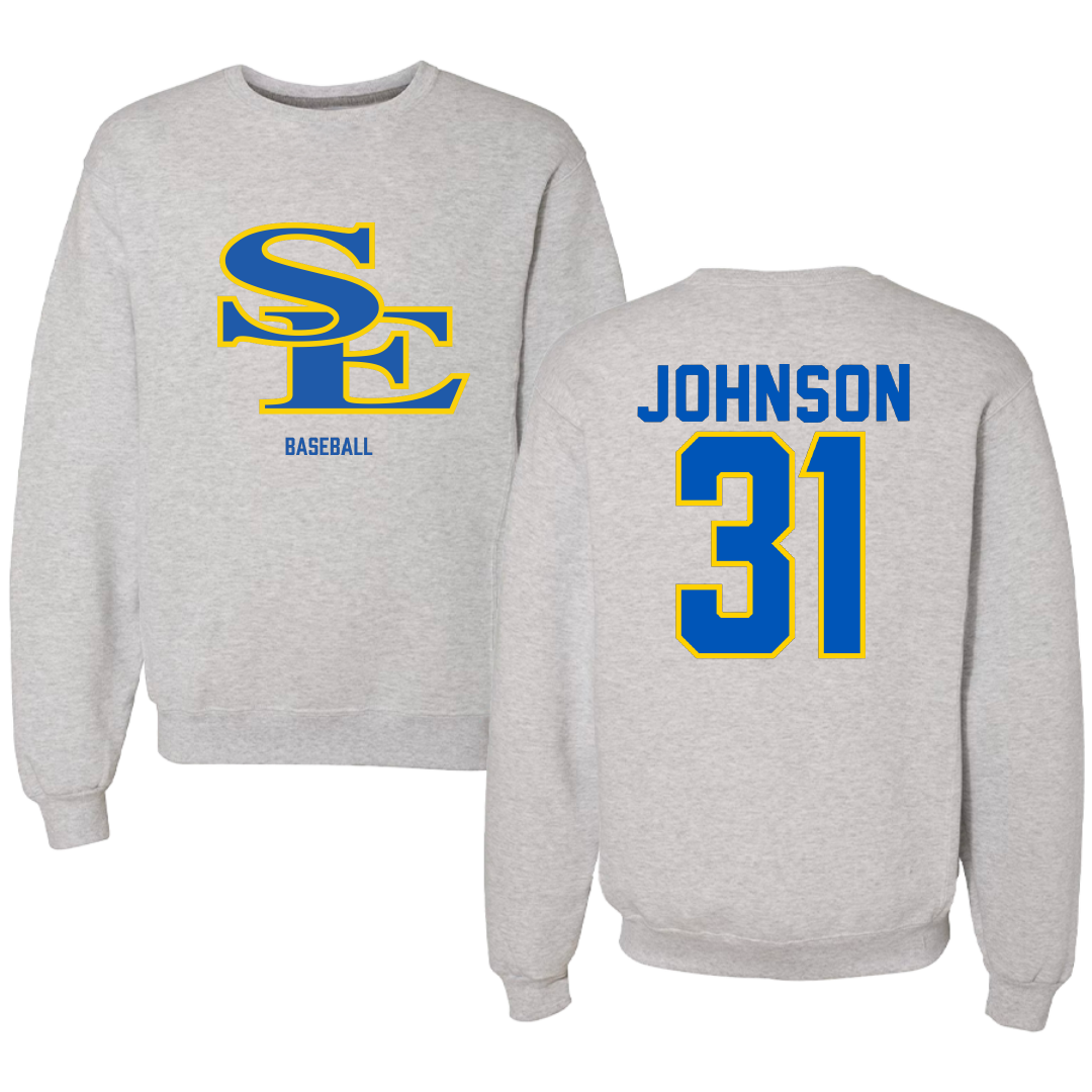Southeastern Oklahoma State University Baseball Gray Crewneck - #31 Luke Johnson