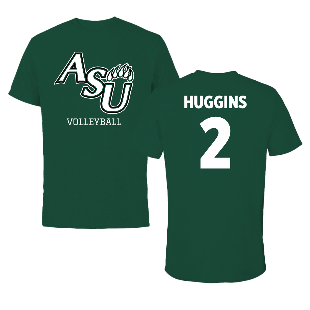 Adams State University Volleyball Forest Green Performance Tee - #2 Anna Huggins