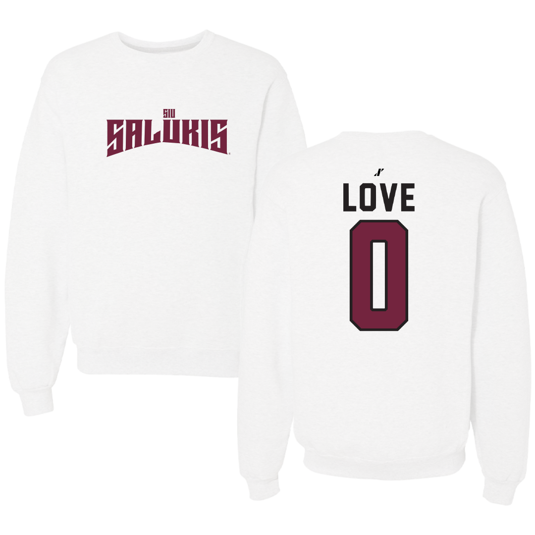 Southern Illinois University at Carbondale Basketball White Classic Crewneck - #0 Quierra Love