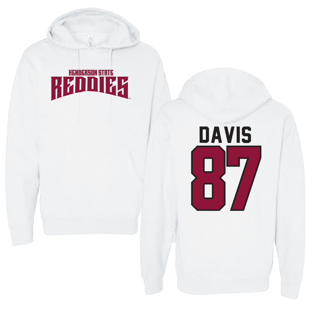 Henderson State University Football White Classic Hoodie - #87 Cayden Davis