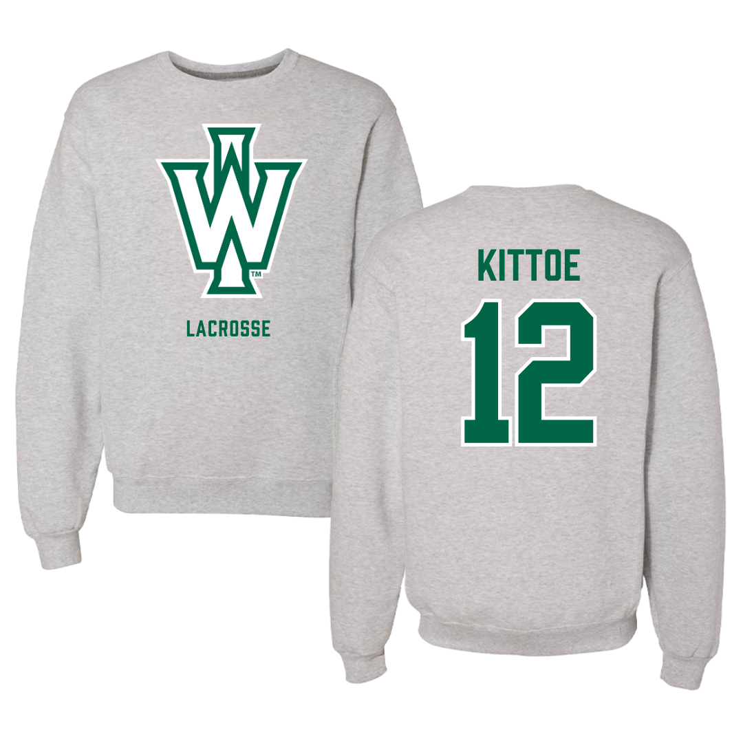 Illinois Wesleyan University Lacrosse Gray Crewneck - #12 John Kittoe