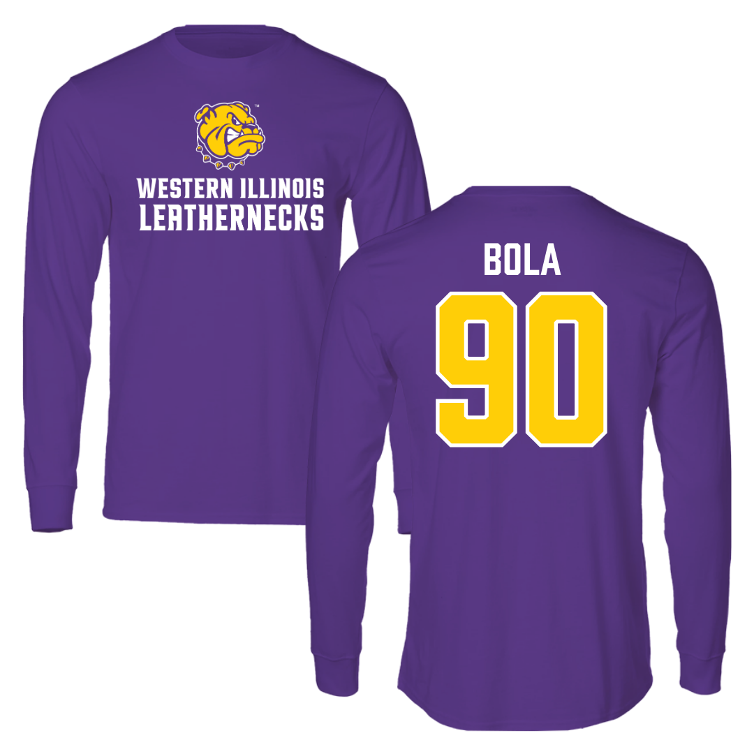 Western Illinois University Football Purple Long Sleeve - #90 Mayo Bola