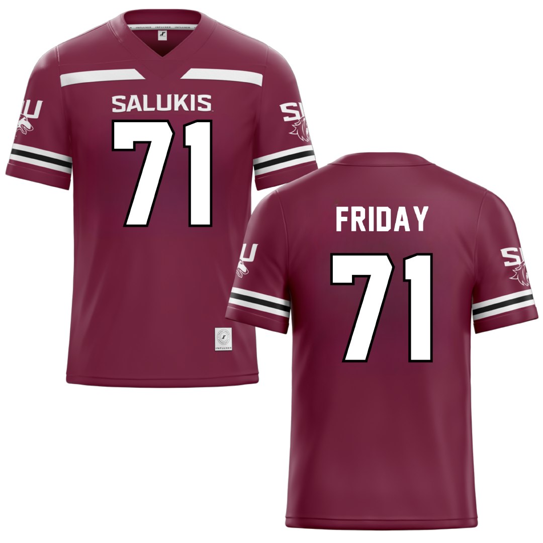 Southern Illinois University at Carbondale Maroon Football Jersey - #71 Ostyn Friday