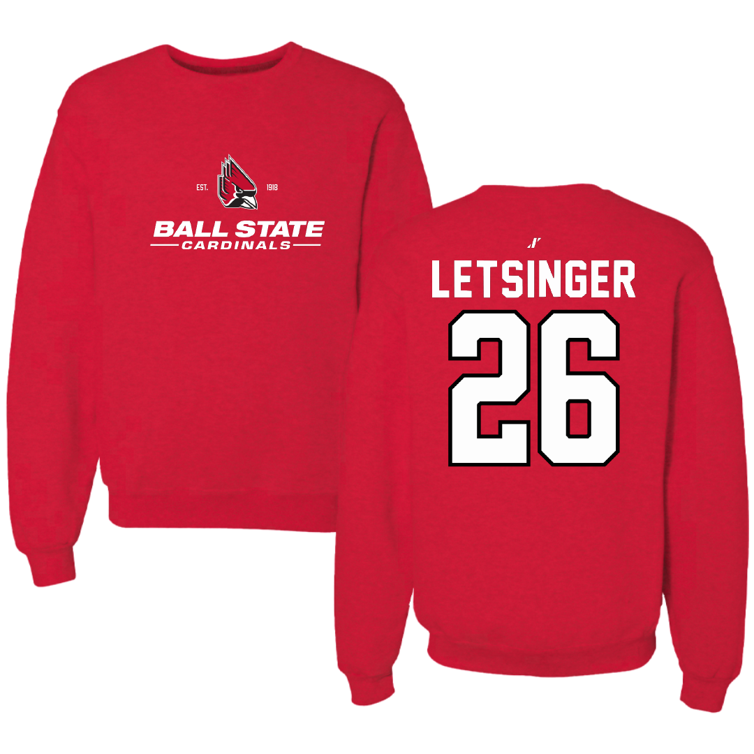 Ball State University Baseball Red General Crewneck - #26 Lucas Letsinger