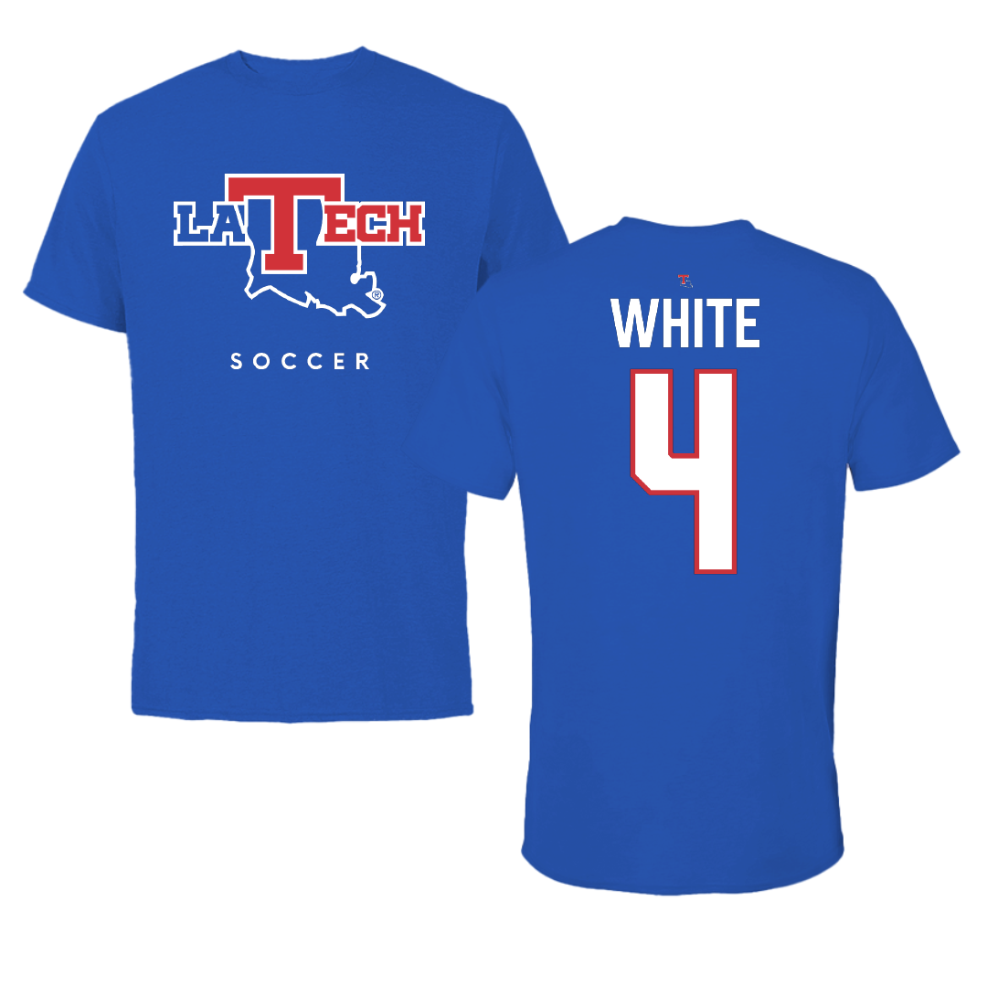 Louisiana Tech University Soccer True Royal Tee - #4 Ella White