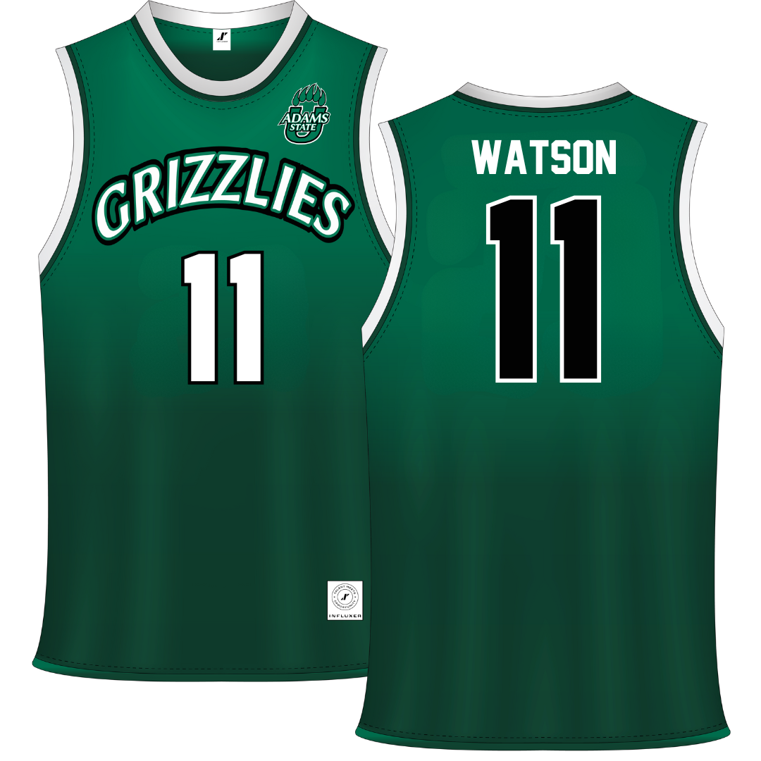 Adams State University Green Basketball Jersey - #11 Elaina Watson