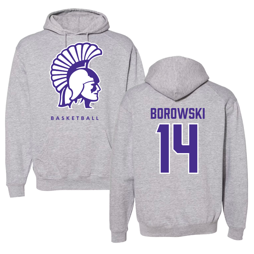 Winona State University Basketball Gray Hoodie - #14 Ty Borowski