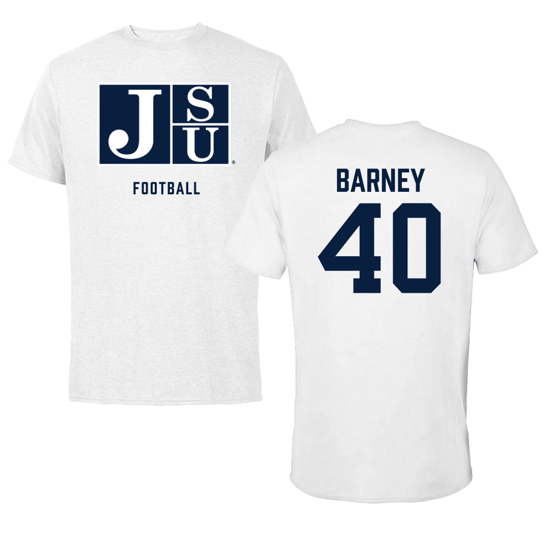 Jackson State University Football White Tee - #40 Braxton Barney