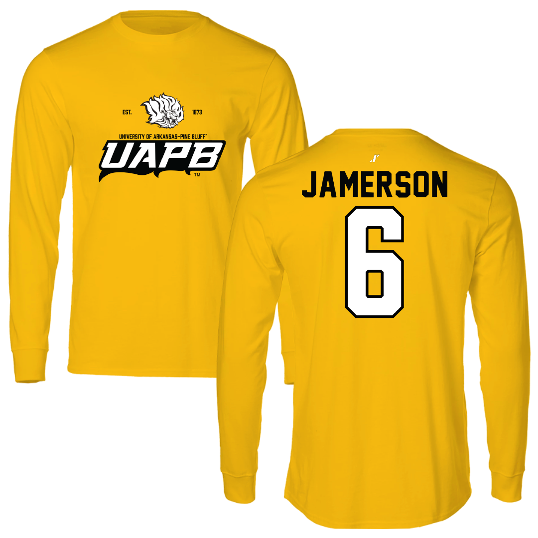 University of Arkansas-Pine Bluff Football Gold General Long Sleeve - #6 Michael Jamerson
