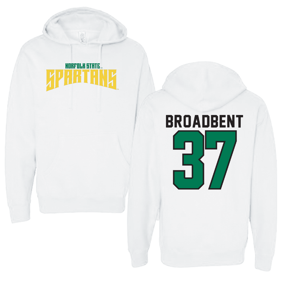 Norfolk State University Football White Classic Hoodie - #37 Kaleb Broadbent