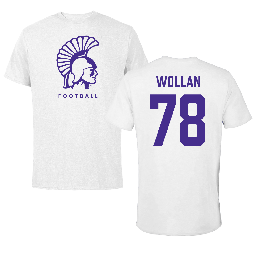 Winona State University Football White Performance Tee - #78 Garit Wollan