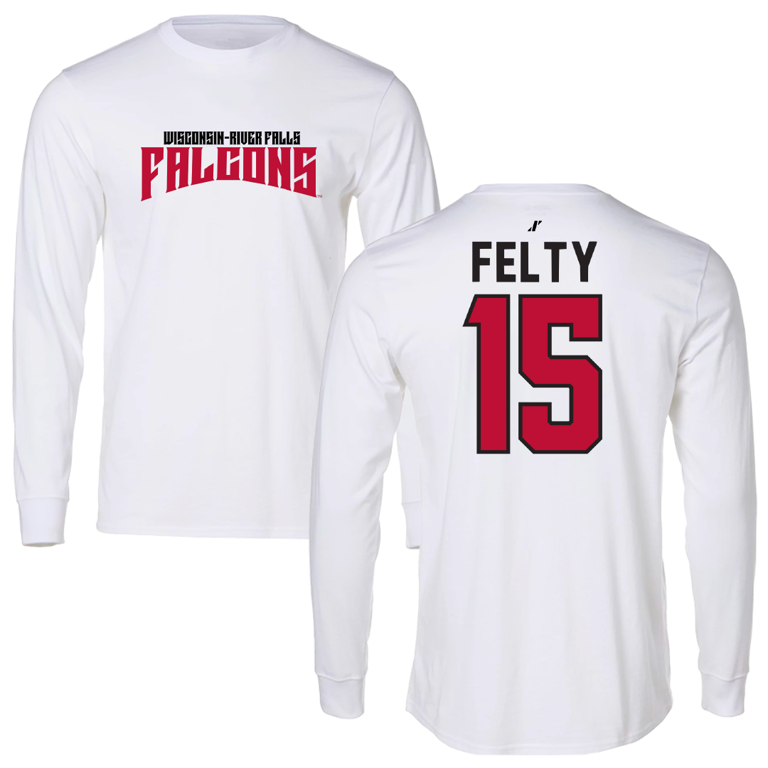 University of Wisconsin-River Falls Soccer White Classic Long Sleeve - #15 Elizabeth Felty