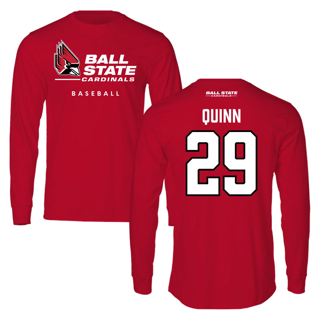 Ball State University Baseball Red Performance Long Sleeve - #29 Owen Quinn