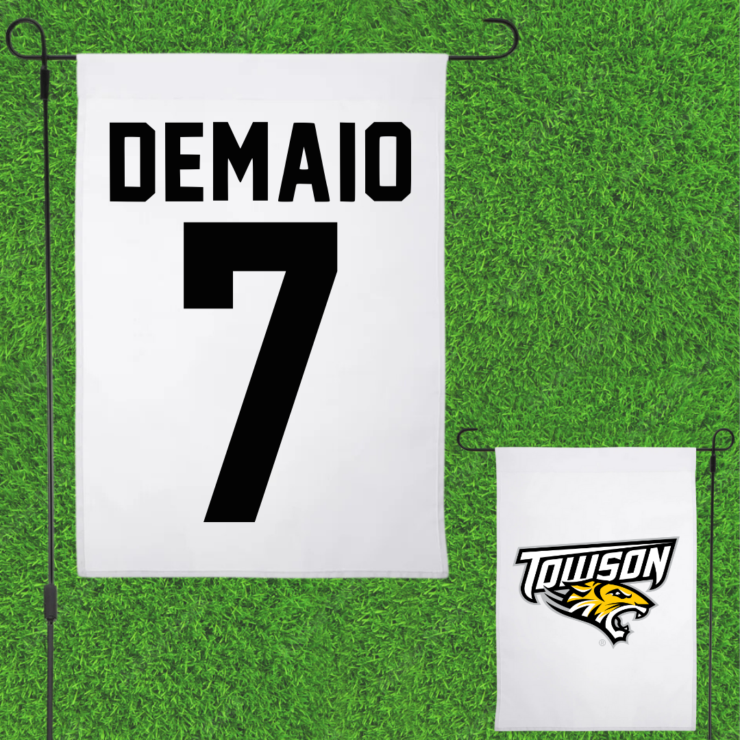 Towson University Lacrosse White Garden Flag - #7 Luca DeMaio