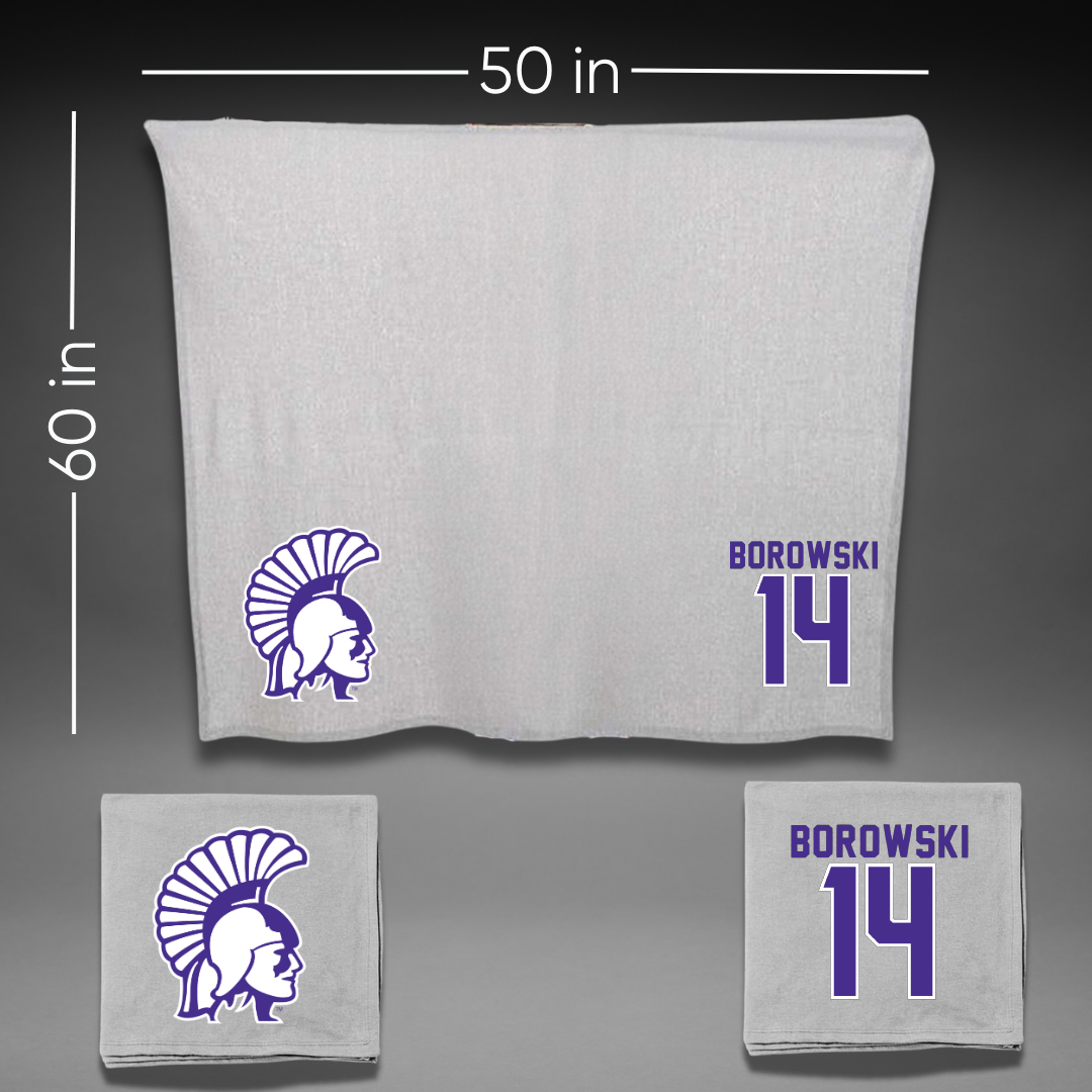 Winona State University Basketball Gray Blanket - #14 Ty Borowski