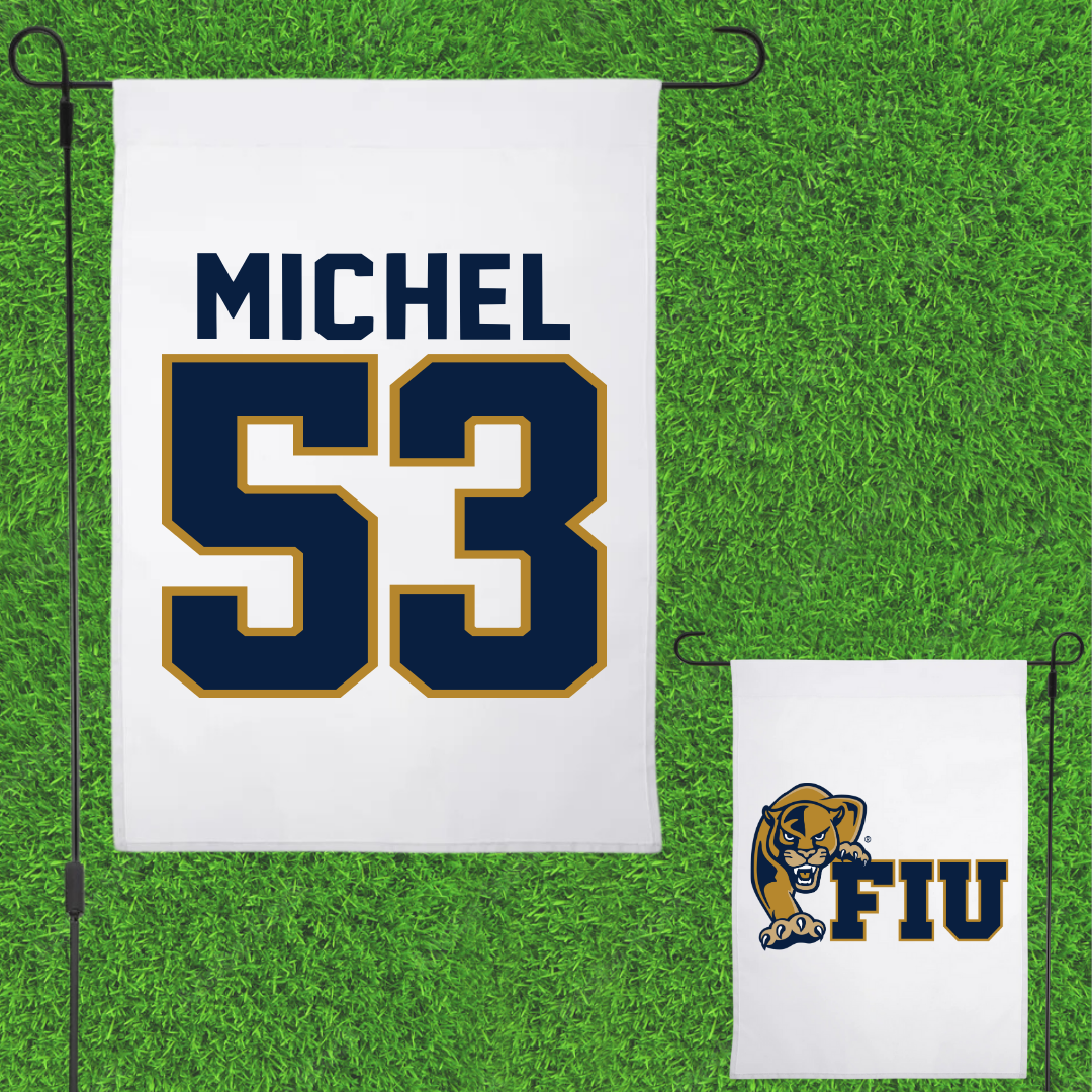 Florida International University Football White Garden Flag - #53 Daniel Michel