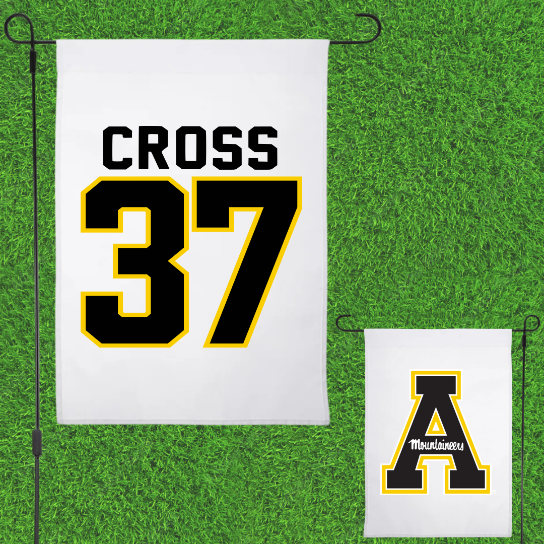 Appalachian State University Baseball White Garden Flag - #37 Caleb Cross