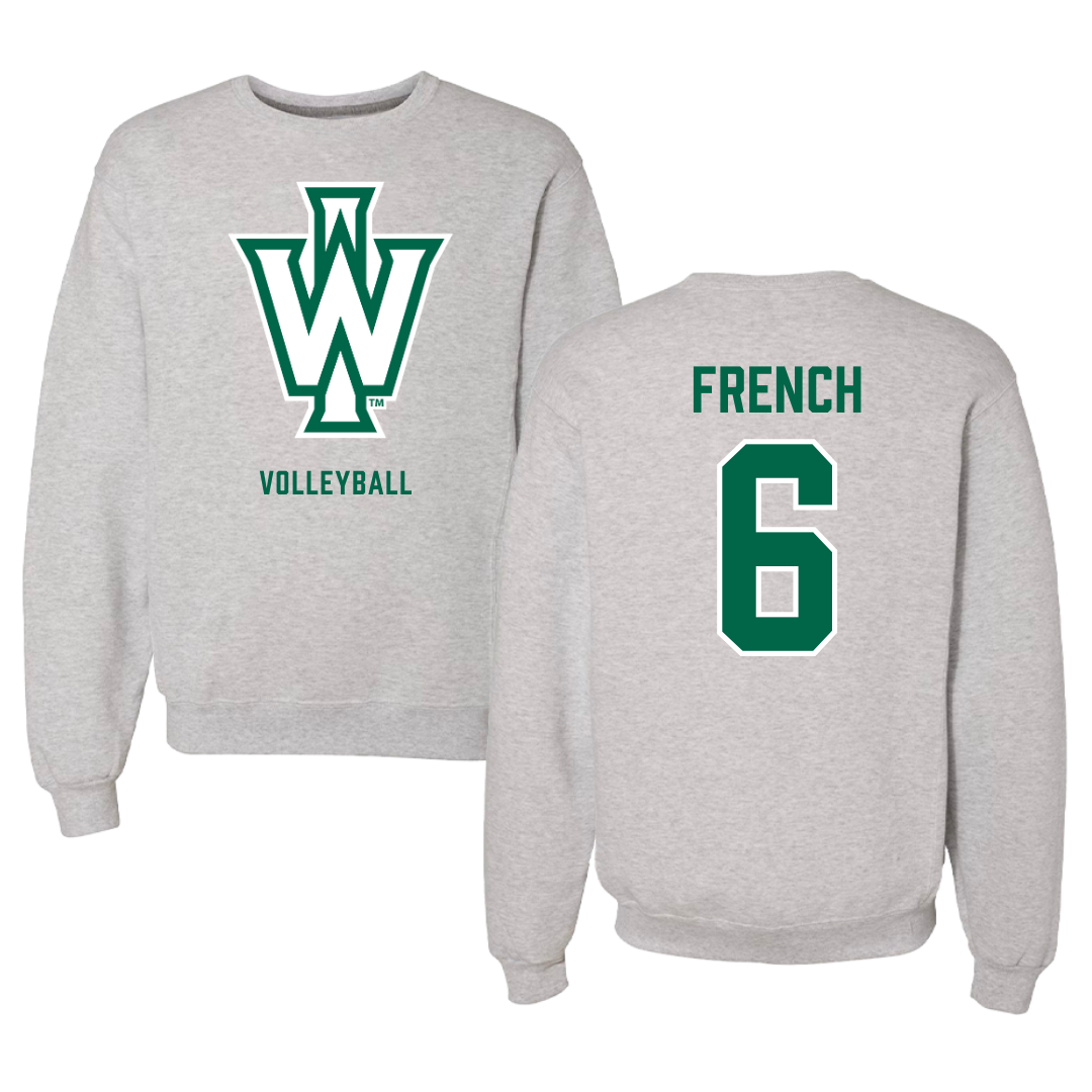 Illinois Wesleyan University Volleyball Gray Crewneck - #6 Taylor French