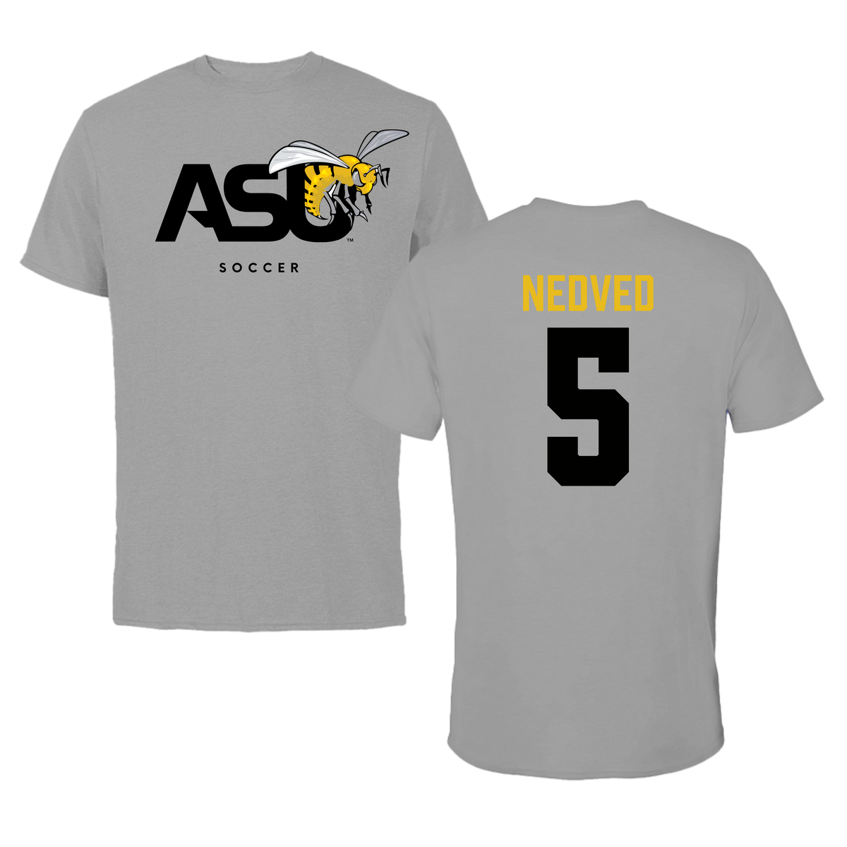 Alabama State University Soccer Dark Gray Tee - #5 Katherine Nedved