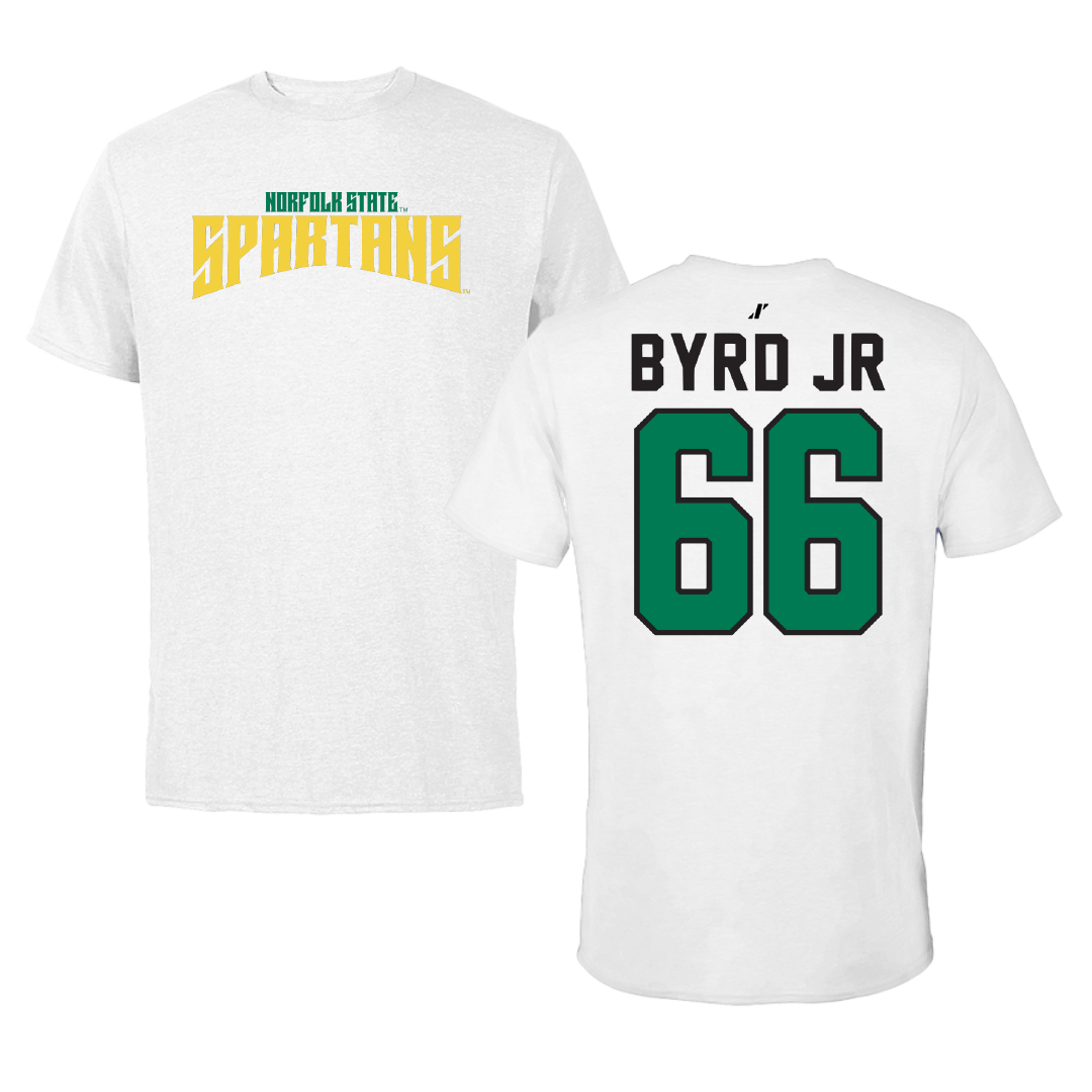 Norfolk State University Football White Classic Performance Tee - #66 Vincent Byrd Jr