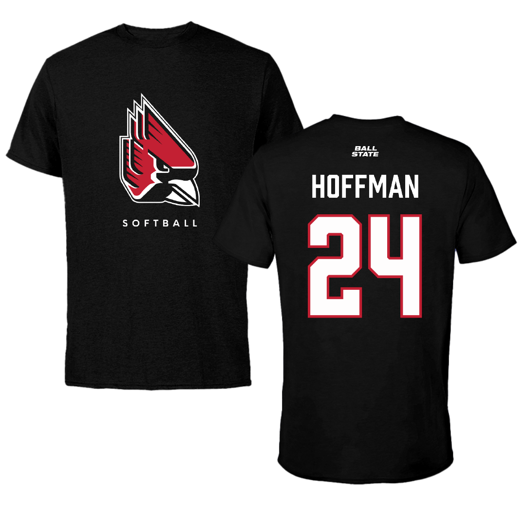 Ball State University Softball Black Performance Tee - #24 Jessica Hoffman