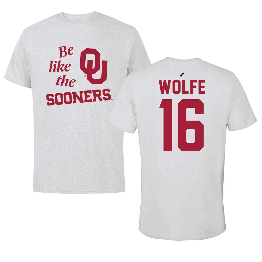 University of Oklahoma Soccer Light Gray Be Like Us Tee - #16 Dani Wolfe