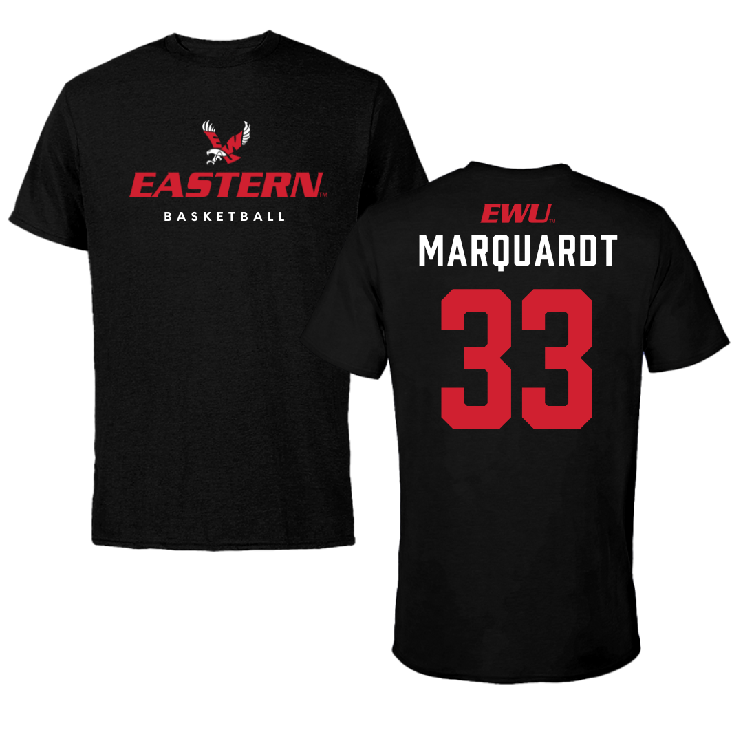 Eastern Washington University Basketball Black Eastern Tee - #33 Emmett Marquardt