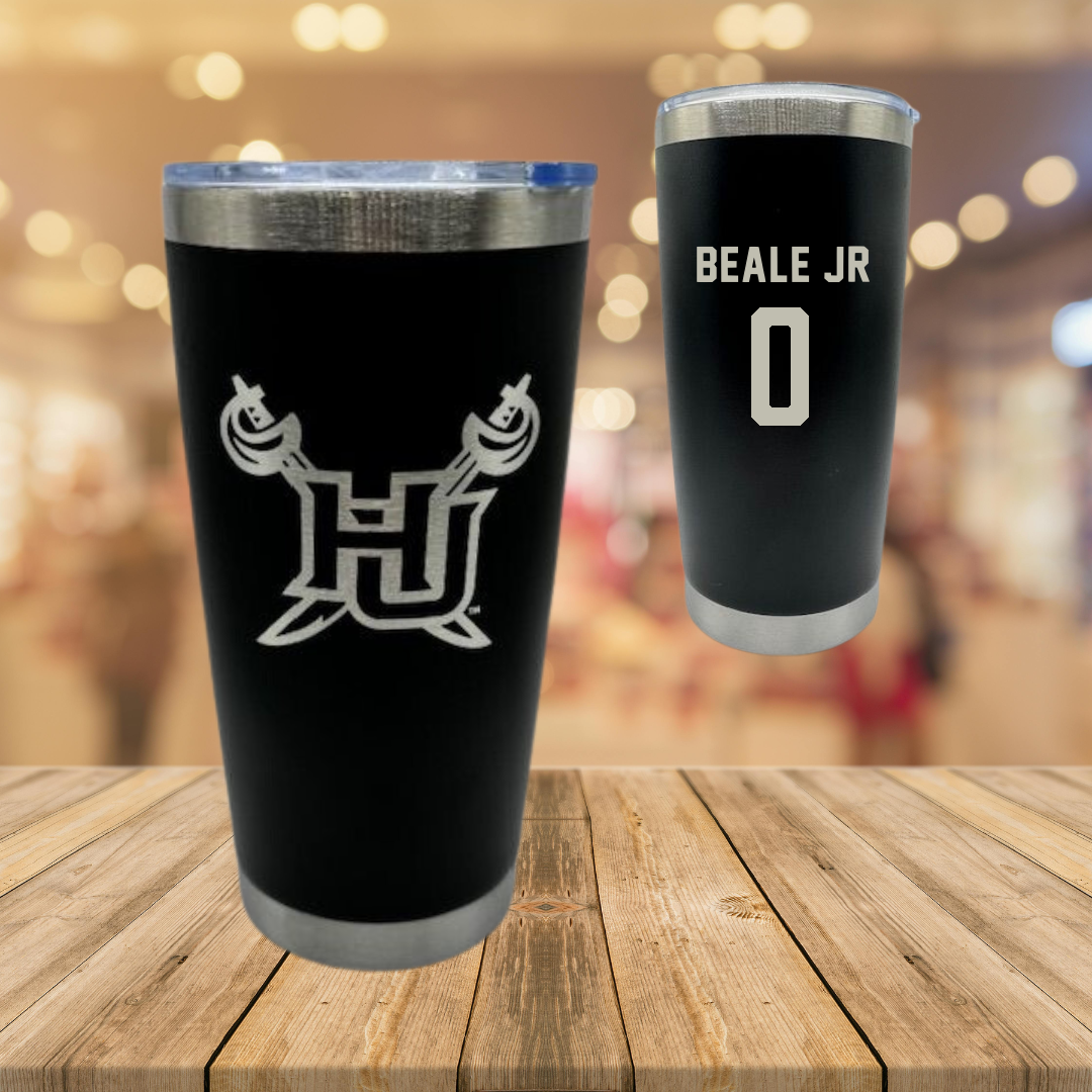 Hampton University Basketball Black Stainless Steel Tumbler - #0 George Beale Jr