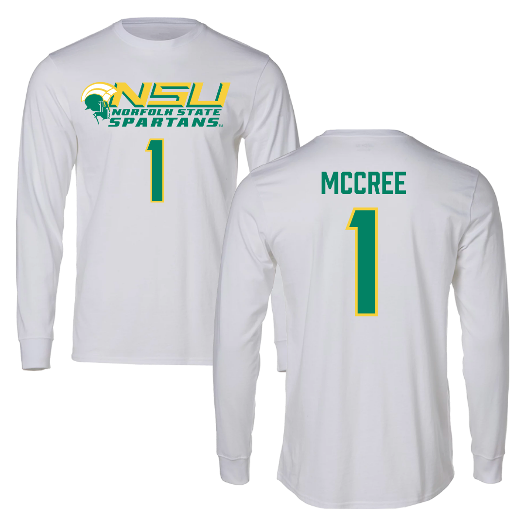 Norfolk State University Volleyball White Performance Long Sleeve - #1 Sydney McCree