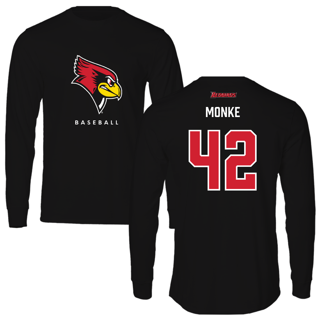Illinois State University Baseball Black Mascot Performance Long Sleeve - #42 Carter Monke