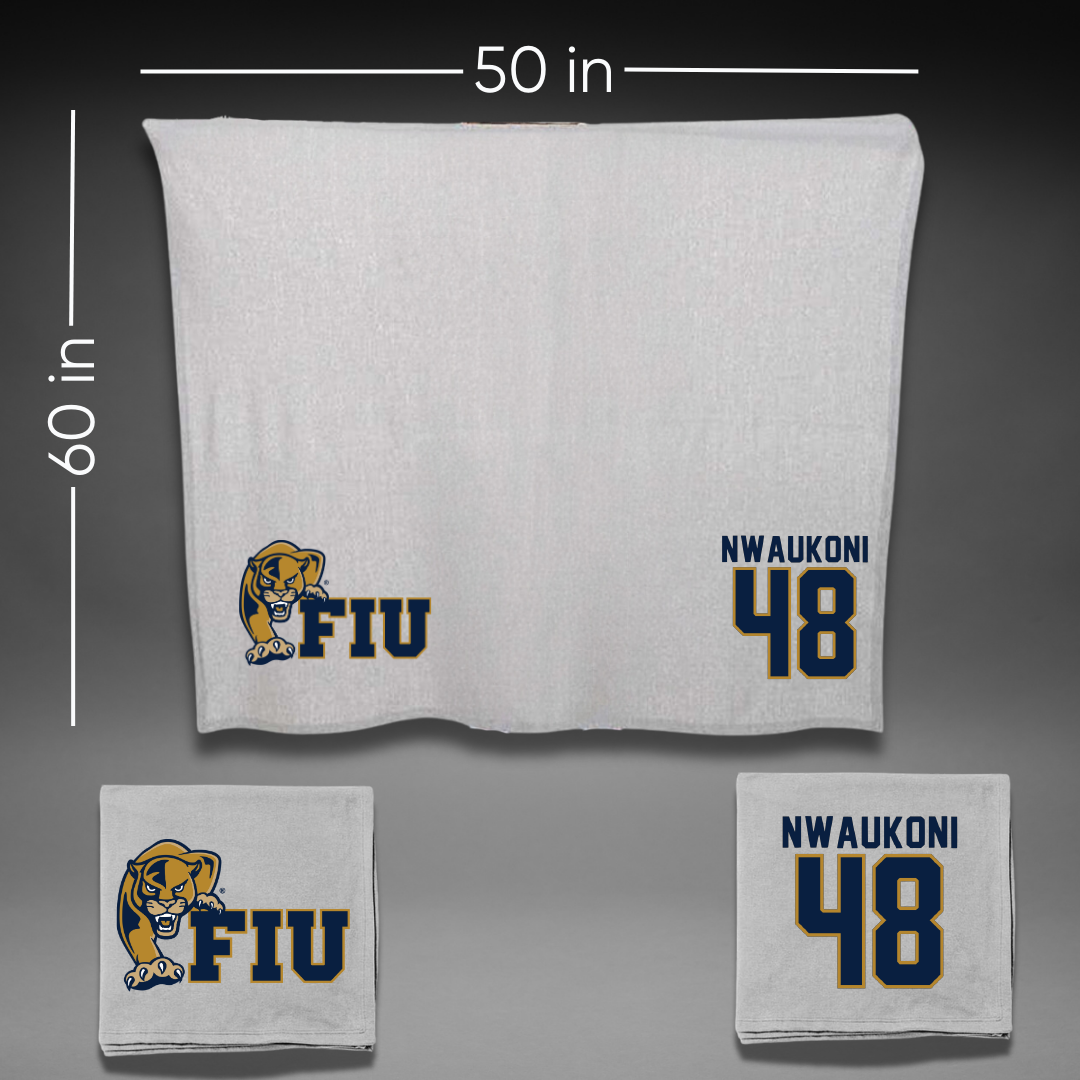 Florida International University Football Gray Blanket - #48 Richard Nwaukoni