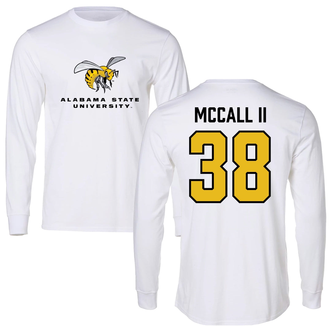 Alabama State University Football White Block Long Sleeve - #38 Stewart McCall II