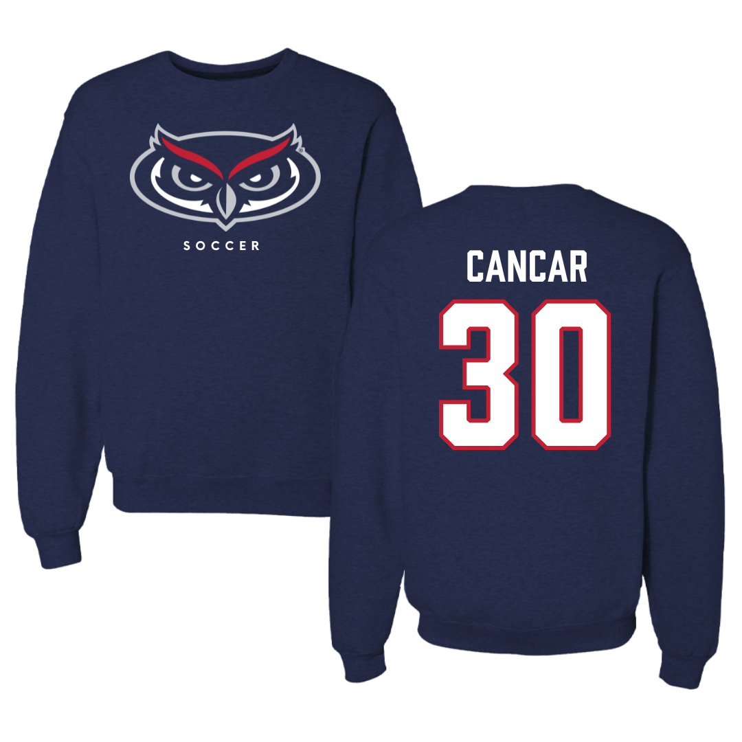 Florida Atlantic University Soccer Navy Mascot Crewneck - #30 Jozo Cancar