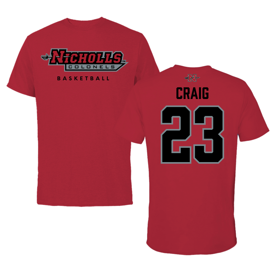 Nicholls State University Basketball Red Performance Tee - #23 Daelyn Craig