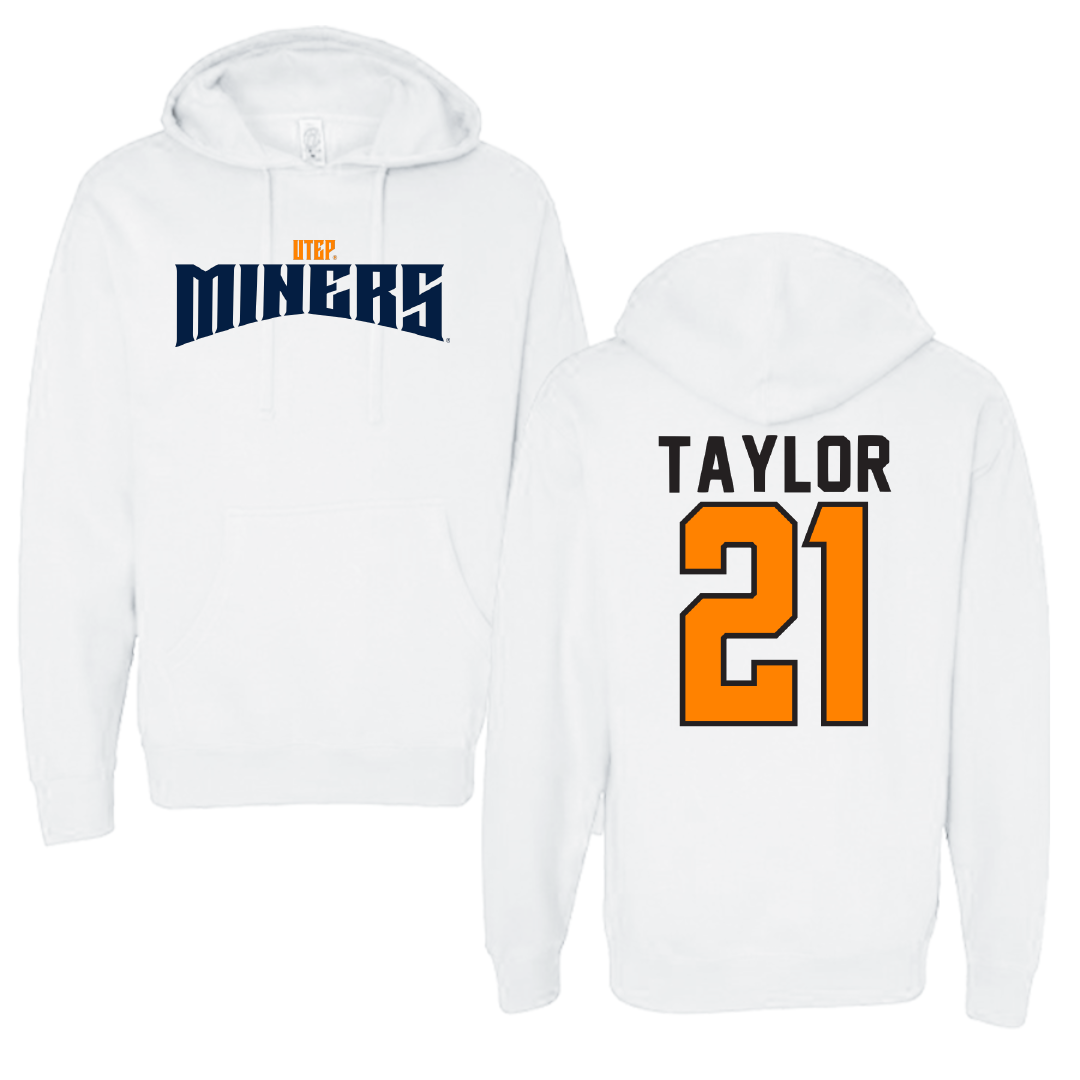 University of Texas at El Paso Football White Classic Hoodie - #21 Marquez Taylor