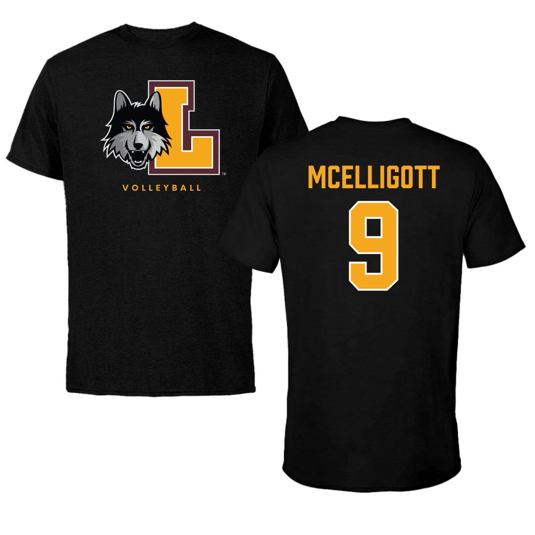 Loyola University-Chicago Volleyball Black Mascot Tee - #9 Ryan McElligott