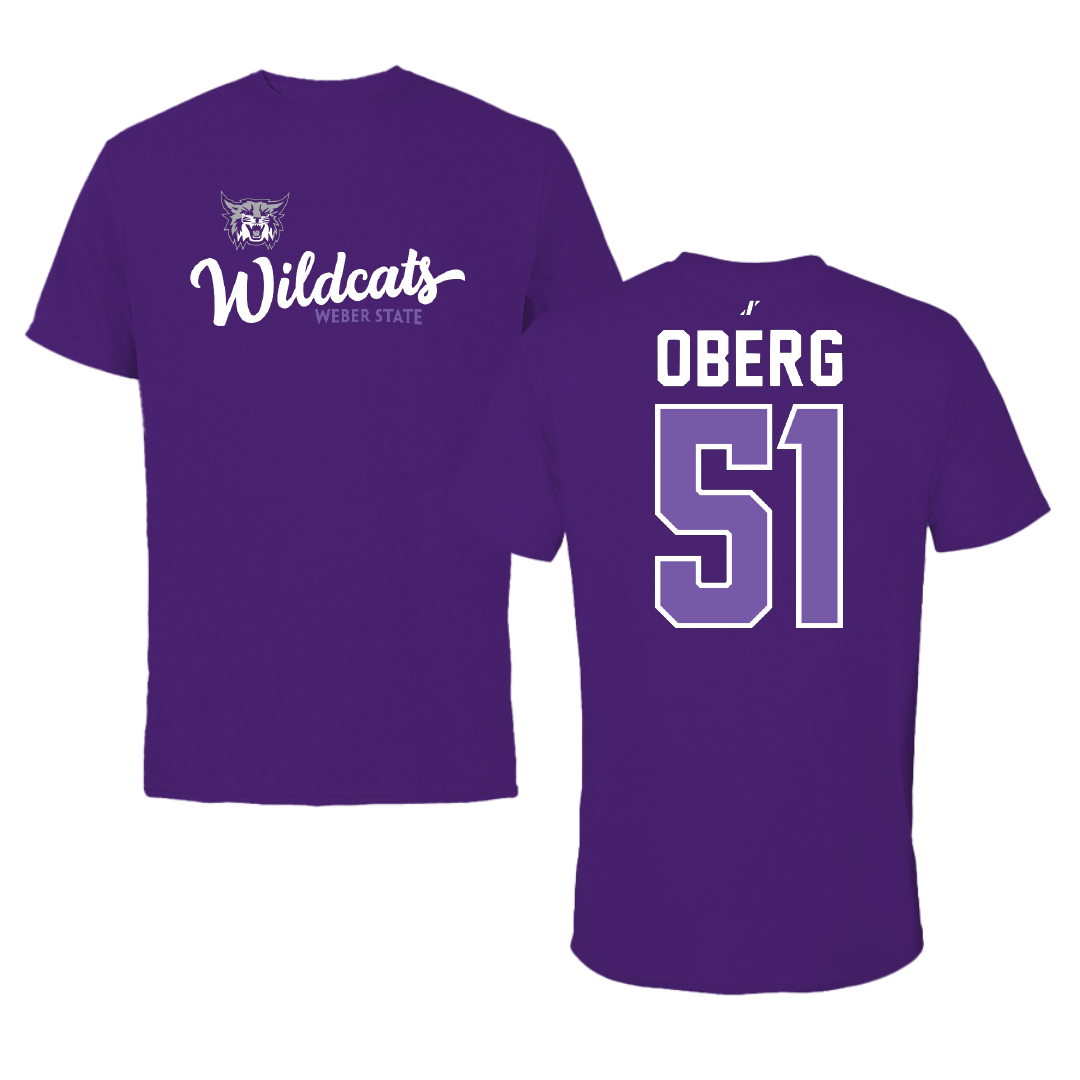 Weber State University Football Purple General Tee - #51 Ashden Oberg
