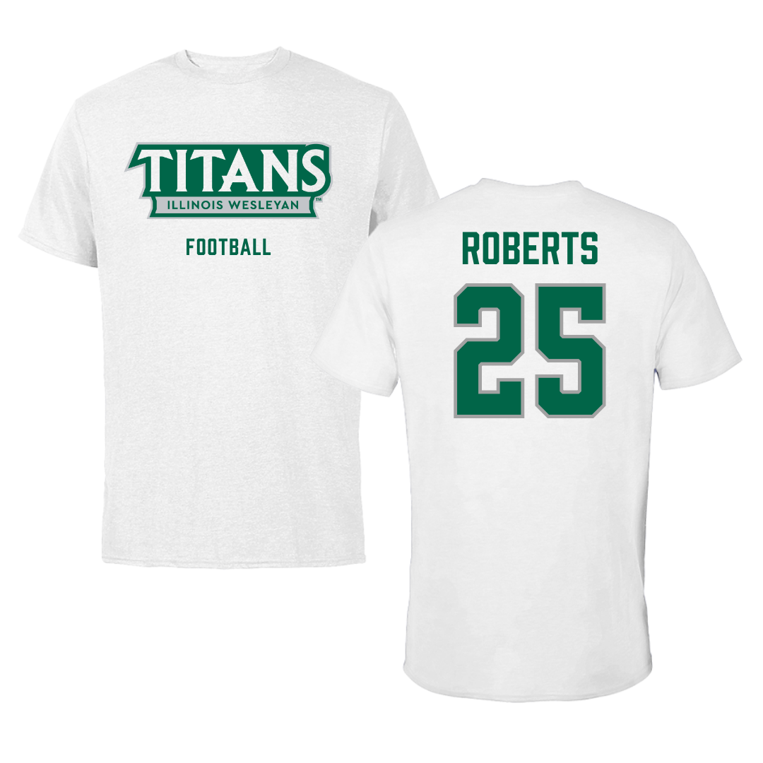 Illinois Wesleyan University Football White Mascot Tee - #25 Jaxson Roberts
