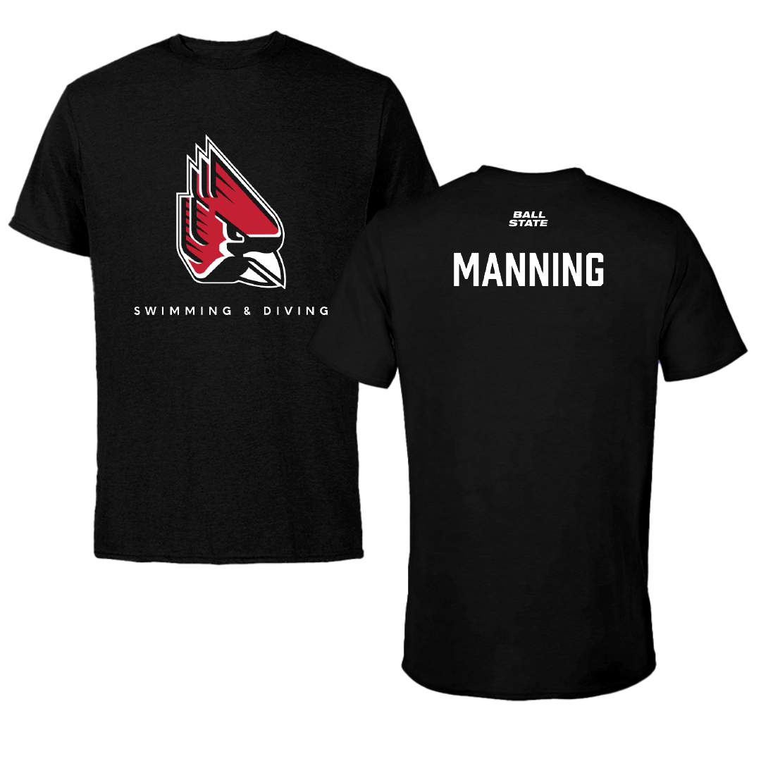 Ball State University Swimming & Diving Black Performance Tee - Reece Manning