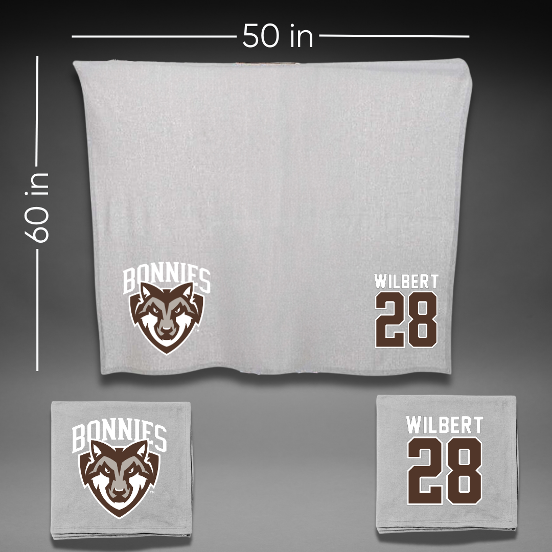 St. Bonaventure University Soccer Gray Blanket - #28 Andrew Wilbert