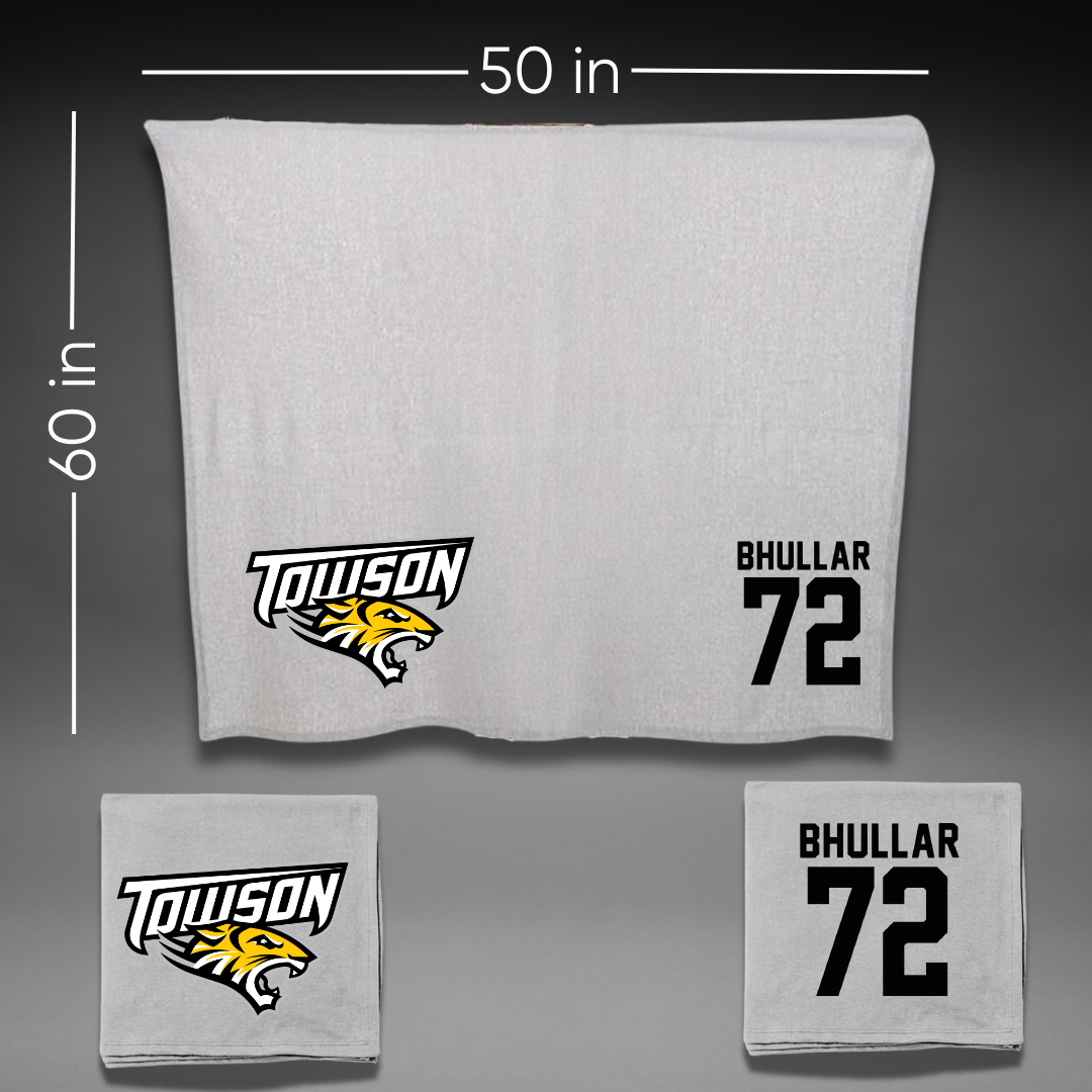 Towson University Football Gray Blanket - #72 Sahil Bhullar
